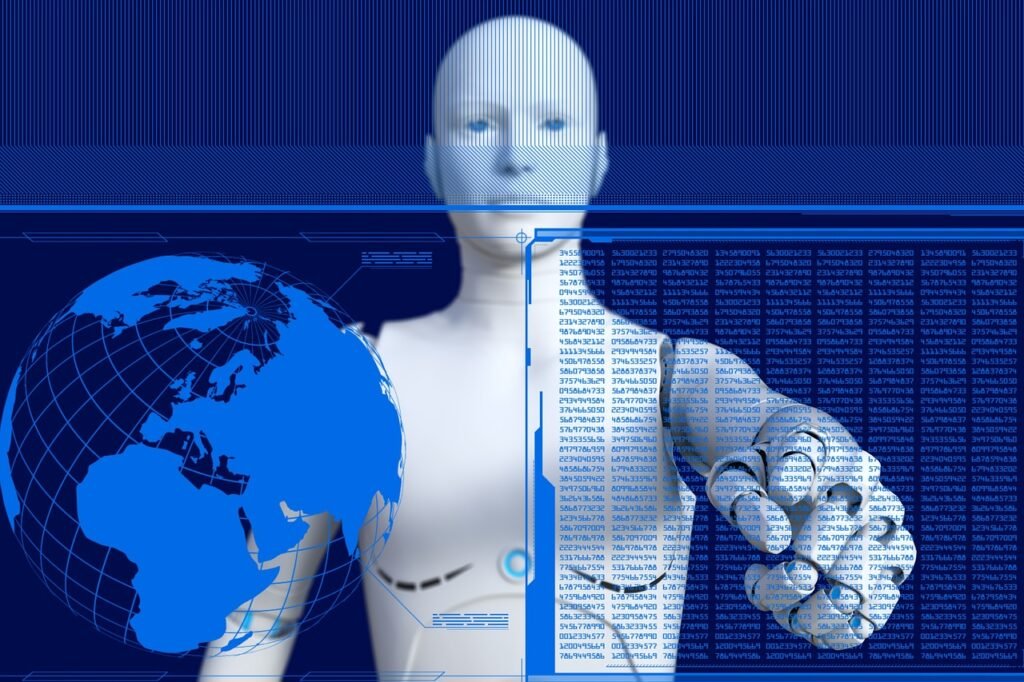 robot, cyborg, futuristic, android, cybernetics, intelligence, blue robot, robot, robot, robot, robot, robot